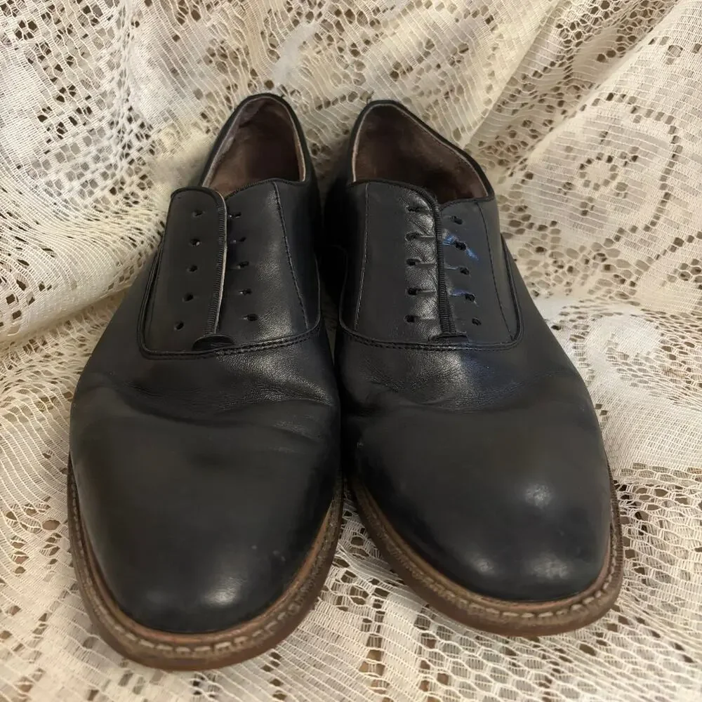 Aston Grey Men's US 11.5 Black Leather Oxford Dress Shoes